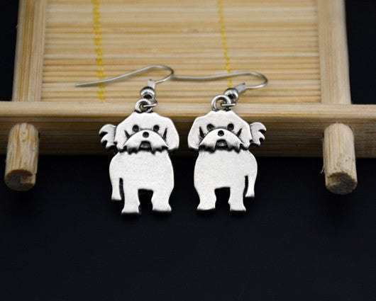 Shih Tzu Dog Drop Earrings